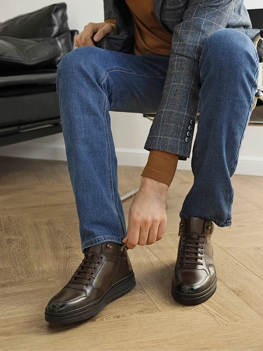 Мужские ботинки basic BRUNO RENZONI  коричневые, артикул YS972X-K13B-R