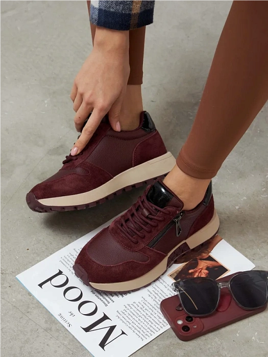 Женские кроссовки eObuv бордовые, артикул GG247-100