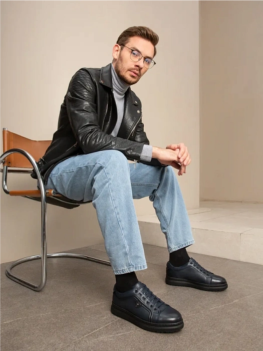 Мужские кеды BRUNO RENZONI  синие, артикул 1829A-27Z-C18