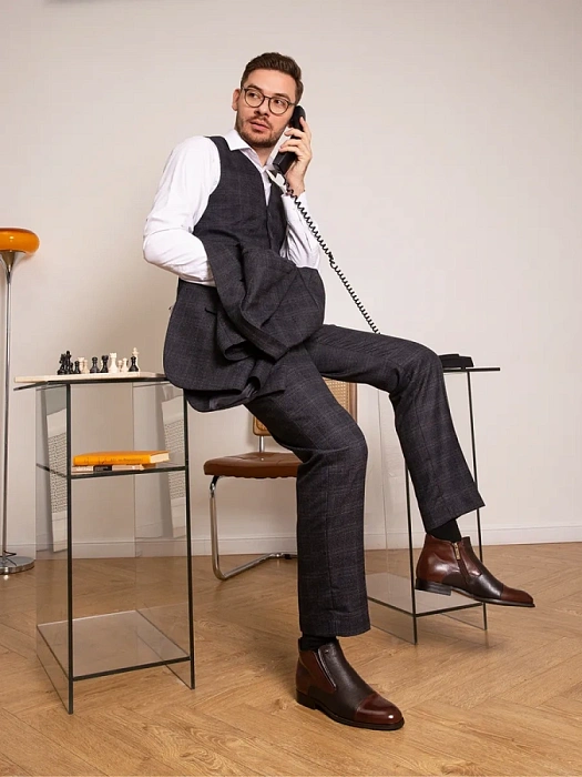 Мужские ботинки basic BRUNO RENZONI  коричневые, артикул 5332X-968B-R