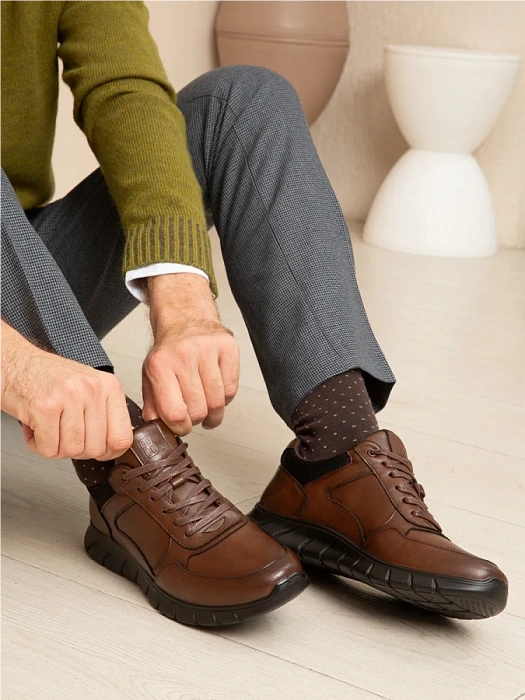 Мужские кроссовки BRUNO RENZONI  коричневые, артикул DSHD-DM003