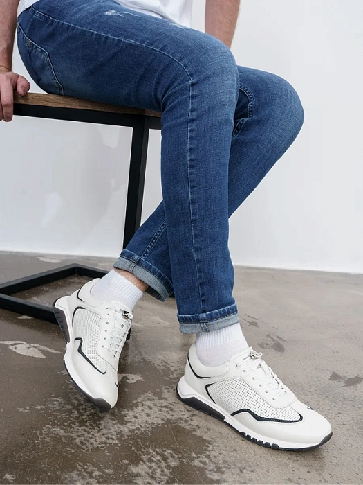 Мужские кроссовки BRUNO RENZONI  белые, артикул Q117B-1D