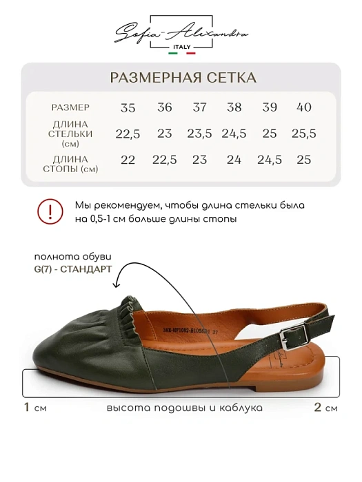 Женские слингбэки SOFIA-ALEXANDRA зеленые, артикул 38E-HF1082-B1056D1