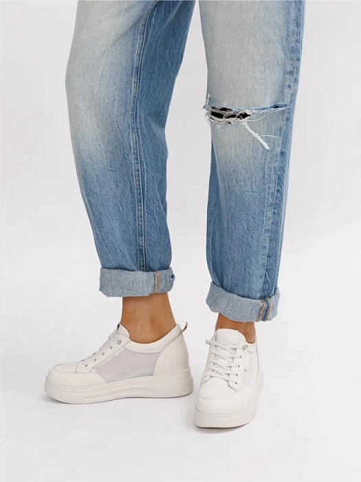 Женские кеды eObuv бежевые, артикул AW25-60-13