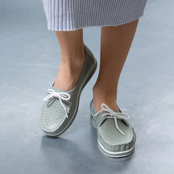 Женские мокасины Donna Daniella  зеленые, артикул 12F2-2-106