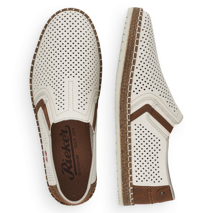 Мужские слипоны RIEKER белые, артикул B5297-80