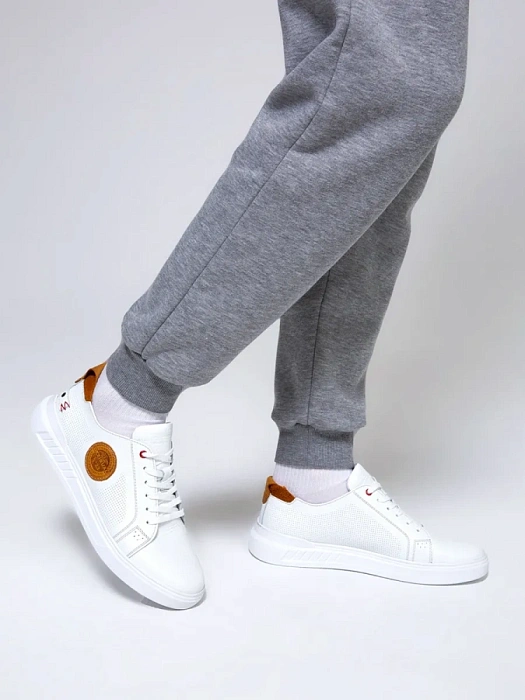 Мужские кеды BRUNO RENZONI  белые, артикул 028.437-10