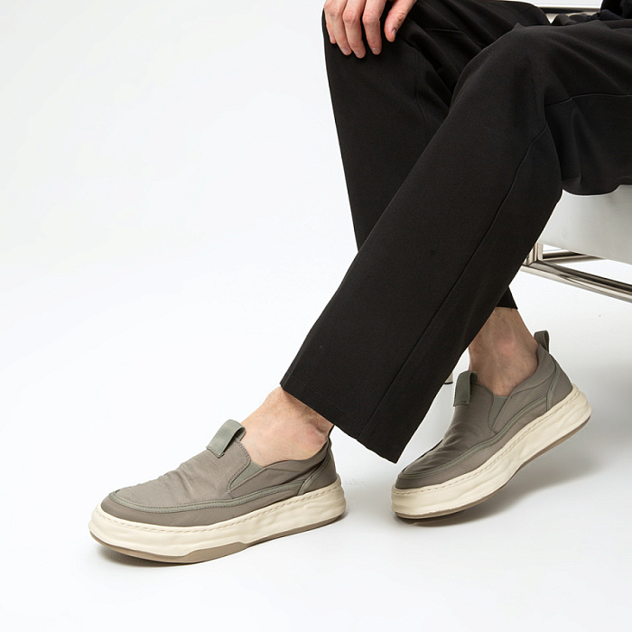 Мужские слипоны BRUNO RENZONI  серые, артикул BR16764-MT