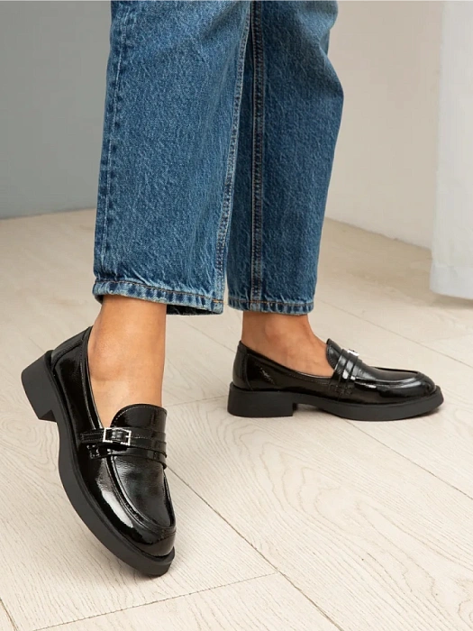 Женские лоферы FEDERICA RODARI черные, артикул 43E-H5219-Z37940-1