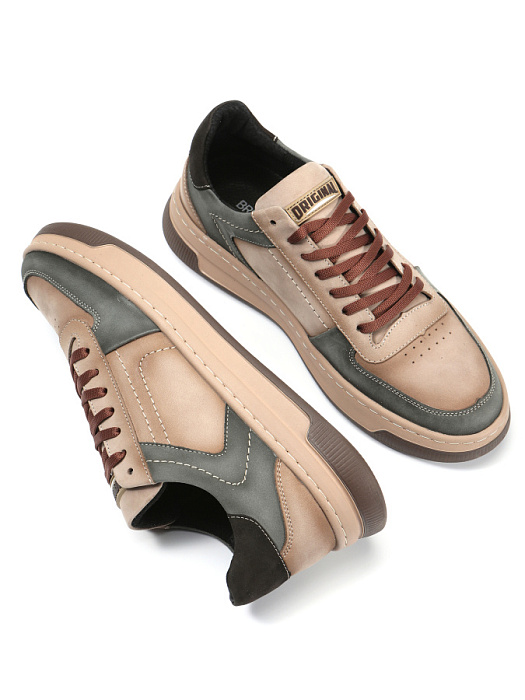 Мужские кеды BRUNO RENZONI  бежевые, артикул 033.101106