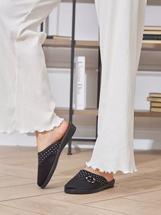 Женские тапочки домашние eObuv черные, артикул EO-C-04-1