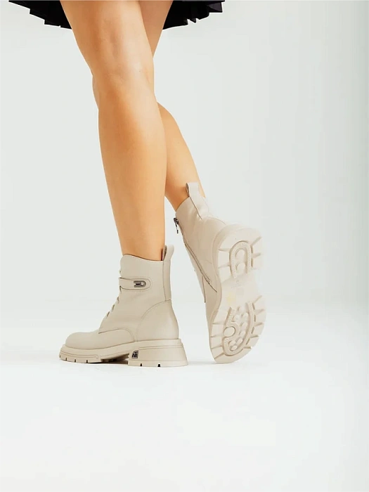 Женские берцы FEDERICA RODARI бежевые, артикул 15E-A3937L-3