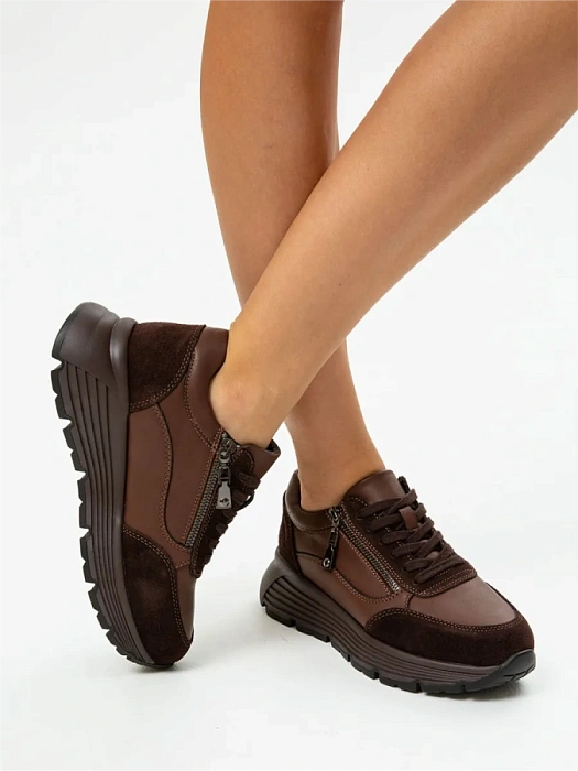 Женские кроссовки FEDERICA RODARI коричневые, артикул 42E-2382-9A