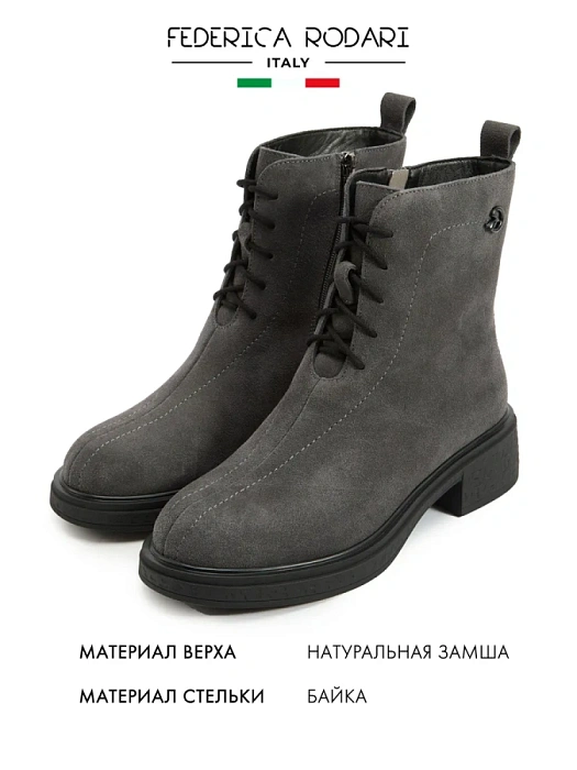 Женские ботинки FEDERICA RODARI серые, артикул 17E-Z18103-25W