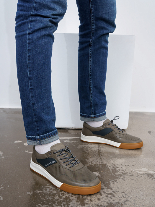 Мужские кеды BRUNO RENZONI  серые, артикул Q108B-1J