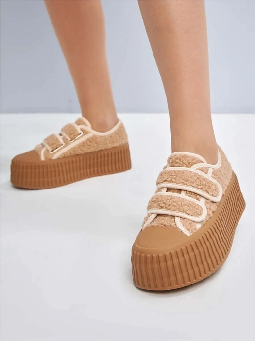 Женские кеды FEDERICA RODARI бежевые, артикул 21BWM049