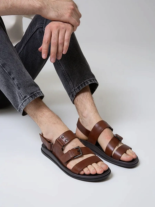 Мужские сандалии BRUNO RENZONI  коричневые, артикул TK910-13-P2