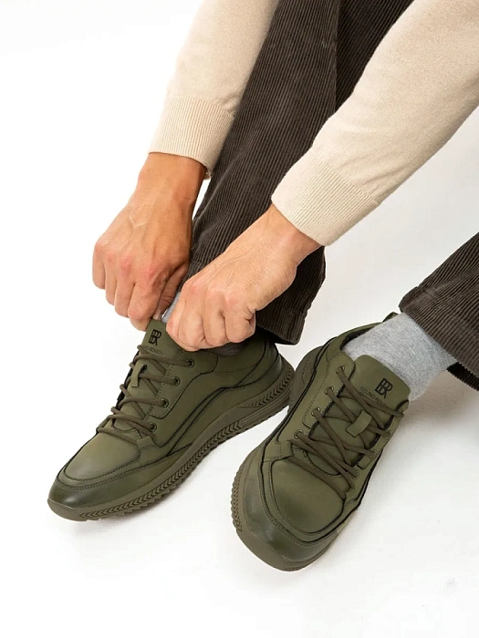 Мужские кеды BRUNO RENZONI  хаки, артикул HS10065NT-4