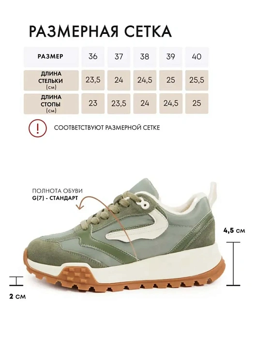 Женские кроссовки FEDERICA RODARI хаки, артикул 10BSY010