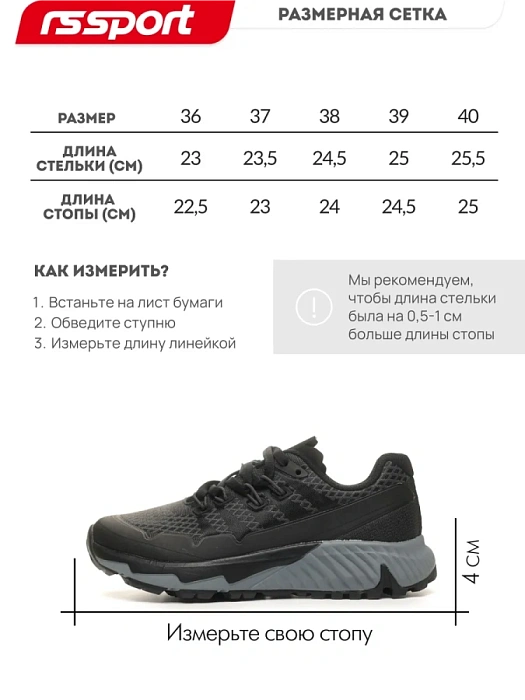 Женские кроссовки RS SPORT черные, артикул LH21A-221W-3/grey
