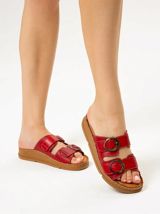 Женские шлепанцы eObuv красные, артикул D25YT-1145