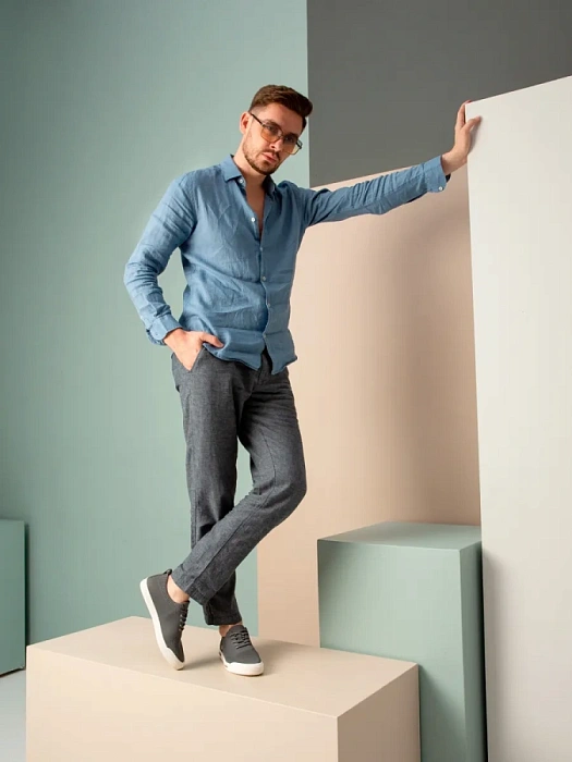 Мужские кеды BRUNO RENZONI  серые, артикул BR13527-MB/10