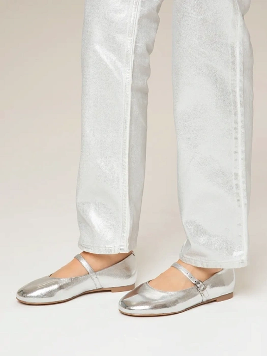 Женские балетки SOFIA-ALEXANDRA серебристые, артикул 38E-B056-A417D1