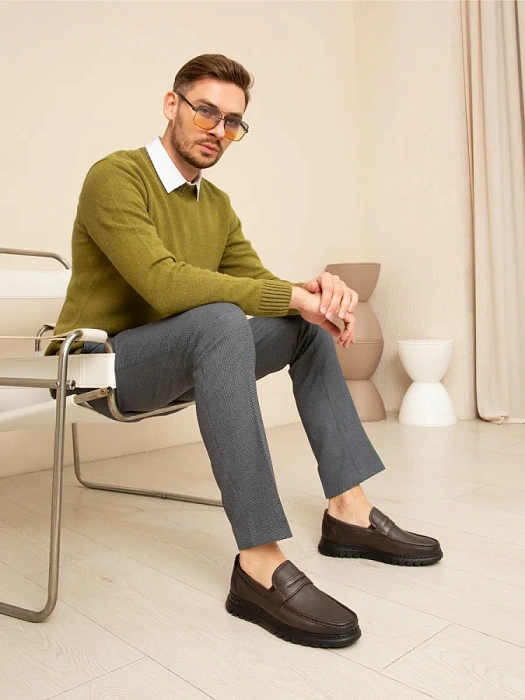 Мужские мокасины BRUNO RENZONI  коричневые, артикул 2493A-1-B12