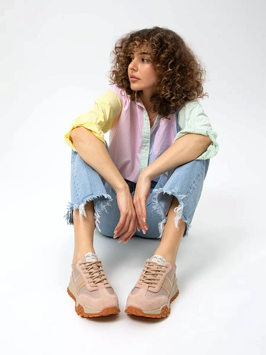 Женские кроссовки SOFIA-ALEXANDRA бежевые, артикул SA16523-WT-1