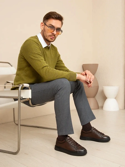 Мужские кеды BRUNO RENZONI  коричневые, артикул 523020-116