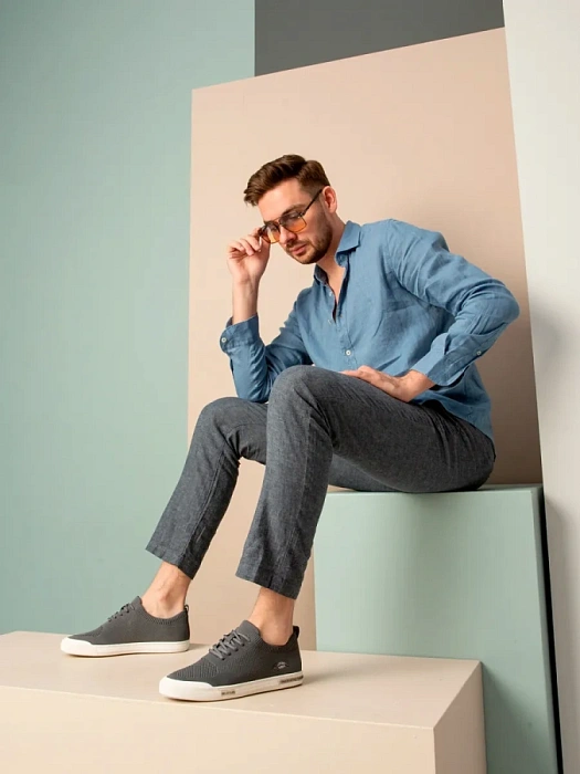 Мужские кеды BRUNO RENZONI  серые, артикул BR13527-MB/10