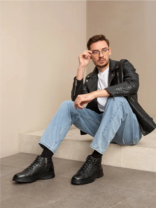 Мужские ботинки BRUNO RENZONI  черные, артикул 817X-129Z-TA29