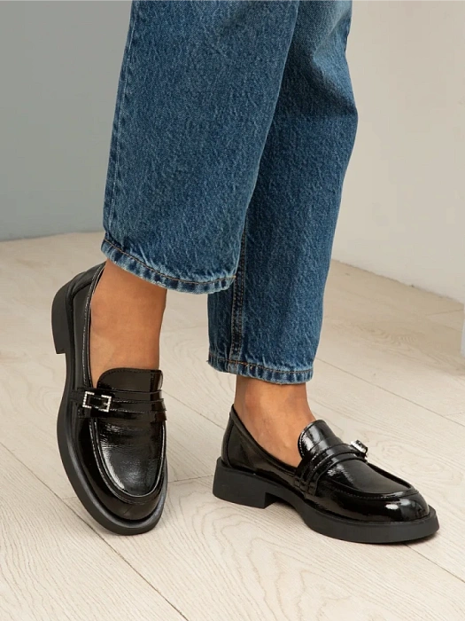 Женские лоферы FEDERICA RODARI черные, артикул 43E-H5219-Z37940-1