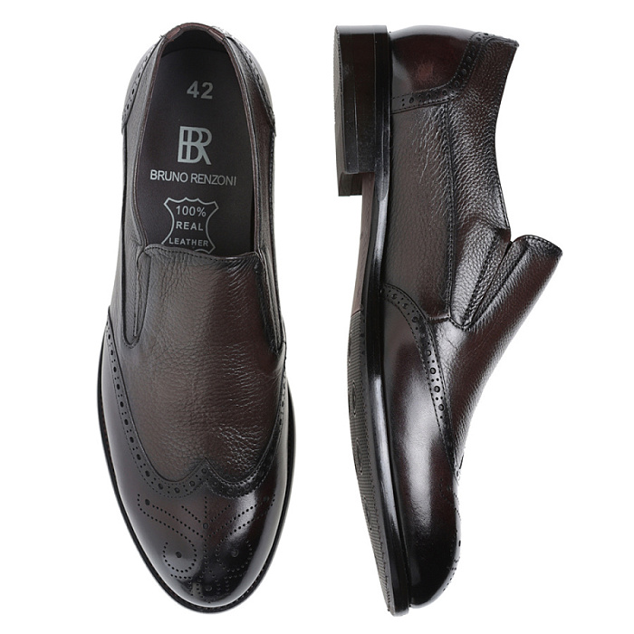 Мужские туфли basic BRUNO RENZONI  коричневые, артикул YS288AB-K14D