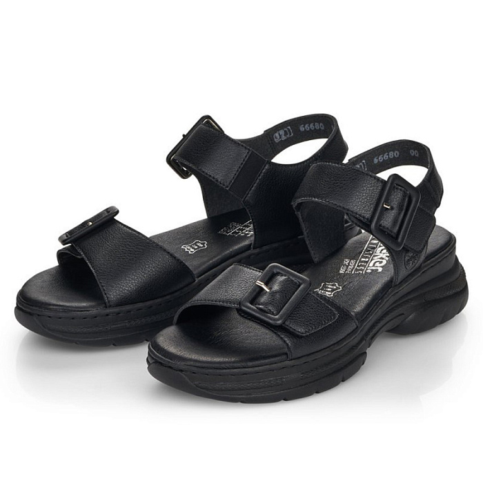 Женские босоножки  RIEKER черные, артикул 66680-00