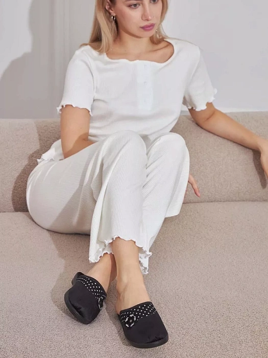 Женские тапочки домашние eObuv черные, артикул EO-C-04-1