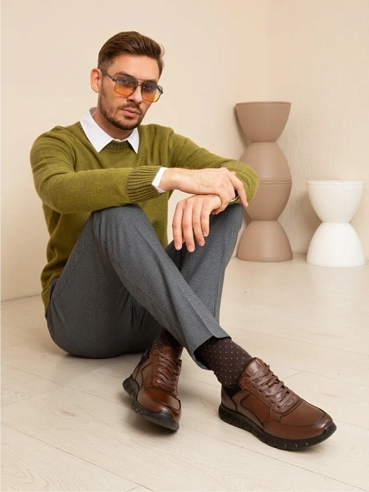 Мужские кроссовки BRUNO RENZONI  коричневые, артикул DSHD-DM003