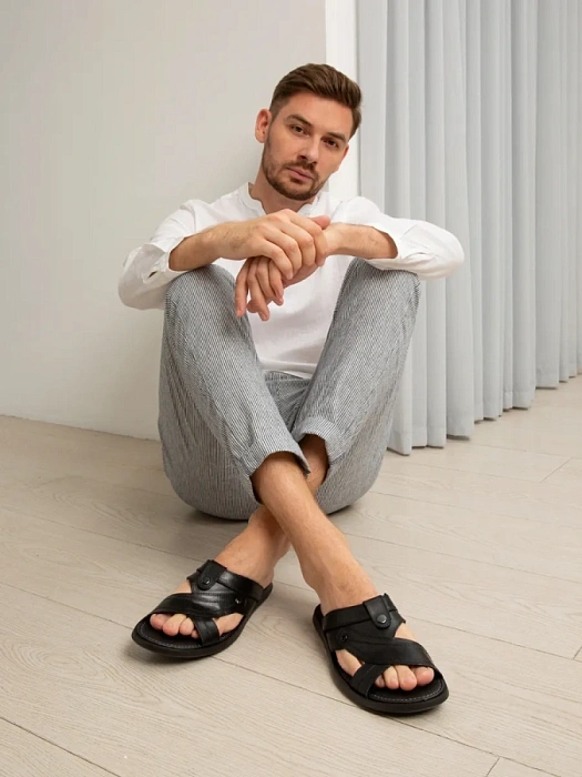 Мужские слайдеры BRUNO RENZONI  черные, артикул 033.40551.2