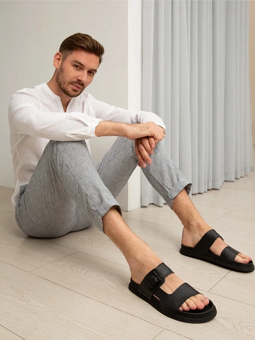 Мужские слайдеры BRUNO RENZONI  черные, артикул 031.674-1_black