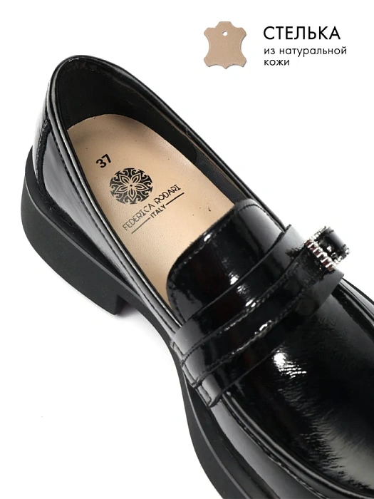 Женские лоферы FEDERICA RODARI черные, артикул 43E-H5219-Z37940-1