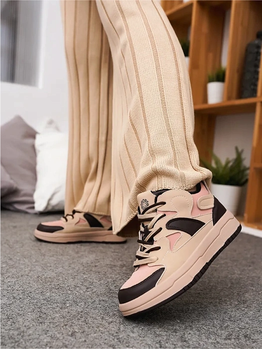 Женские кеды FEDERICA RODARI бежевые, артикул 42E-L613-1D