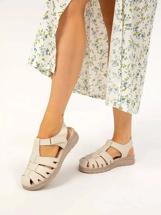 Женские сандалии eObuv бежевые, артикул 52E-LQ6127-021.EO