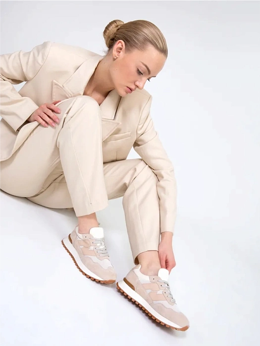 Женские кроссовки FEDERICA RODARI бежевые, артикул 42E-J404-1E