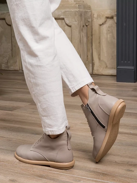 Женские ботинки basic eObuv бежевые, артикул 100660-PL-09