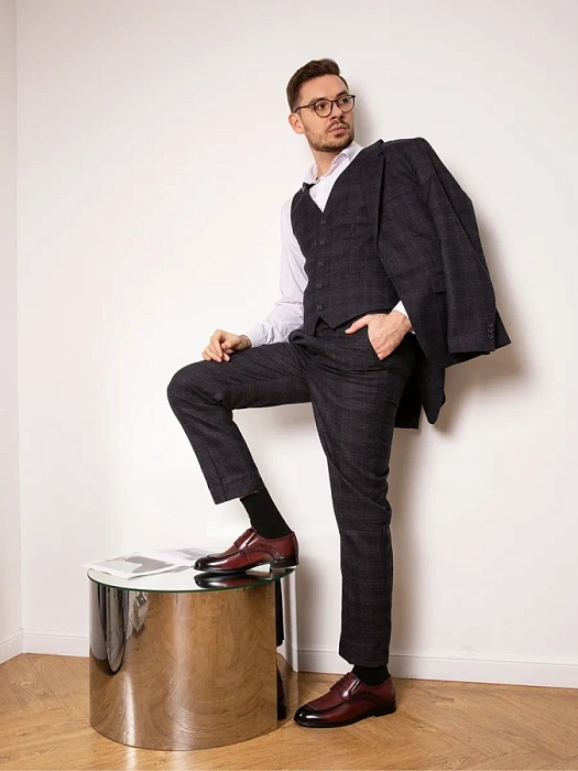 Мужские туфли BRUNO RENZONI  бордовые, артикул YS260AB-H28C-NP