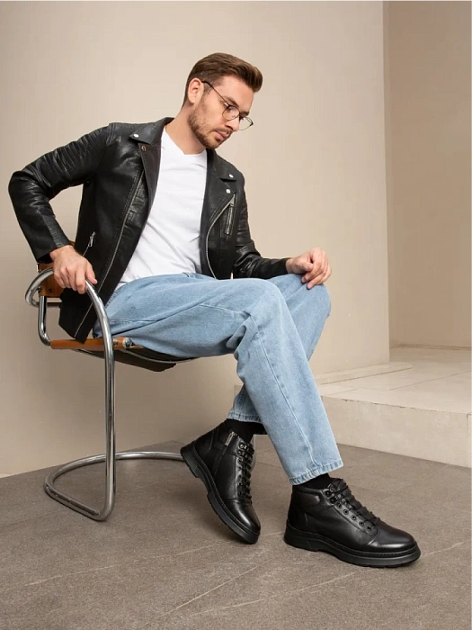 Мужские ботинки BRUNO RENZONI  черные, артикул 817X-129Z-TA29