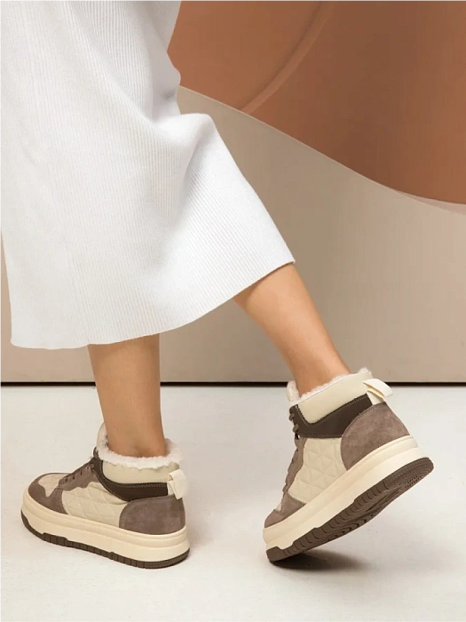 Женские ботинки basic FEDERICA RODARI бежевые, артикул 42E-L609-2B