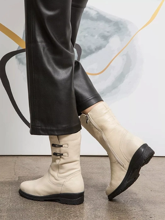 Женские полусапоги eObuv белые, артикул 9-76410-41-123