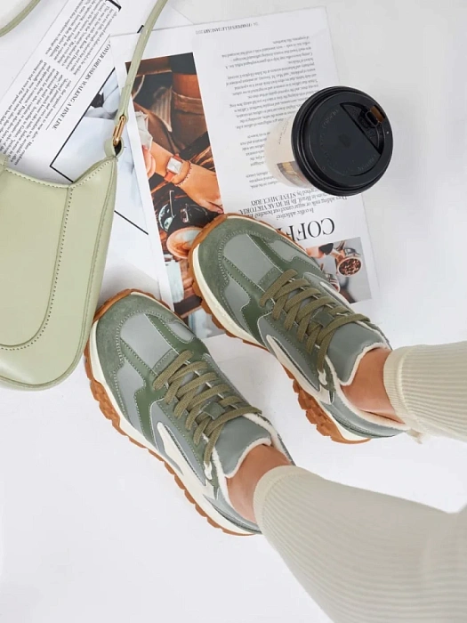 Женские кроссовки FEDERICA RODARI хаки, артикул 10BSY010