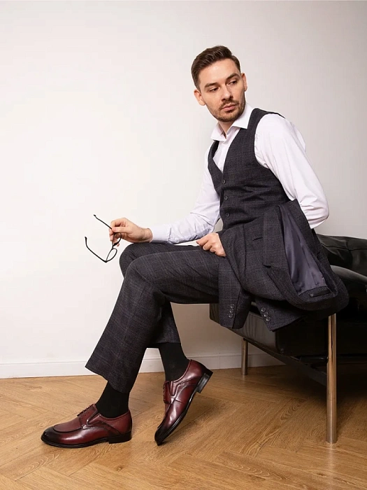 Мужские туфли BRUNO RENZONI  бордовые, артикул YS260AB-H28C-NP